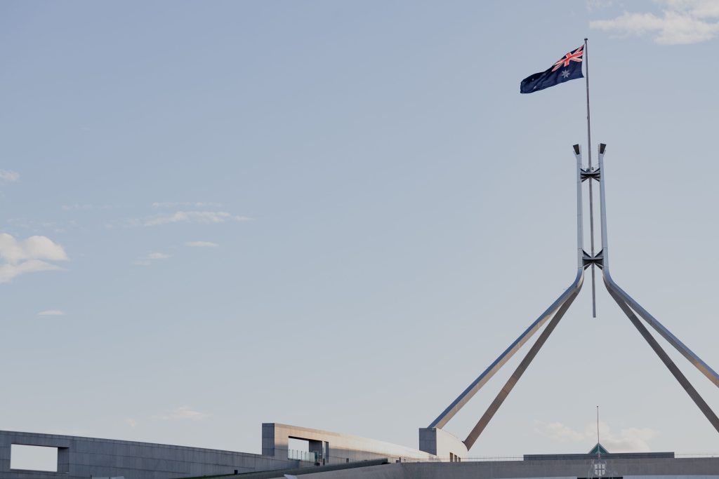 Image of Australian flag at Parliament House, Canberra