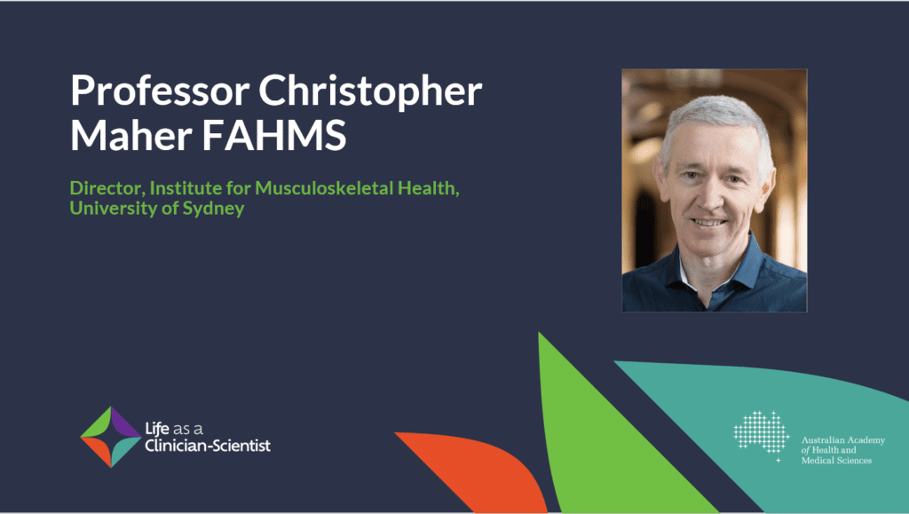 Professor Chris Maher at the 2023 Life as a Clinician-Scientist NSW event.