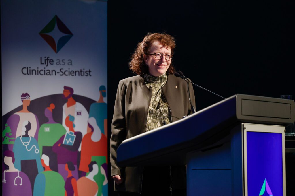 Professor Ingrid Scheffer AO FRS FAA FAHMS at the 2023 Life as a Clinician-Scientist Victoria symposium.